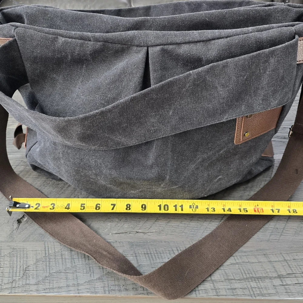 Stylish Gray and Brown Men's Crossbody Bag W Straps That Can Be Used On Carry On